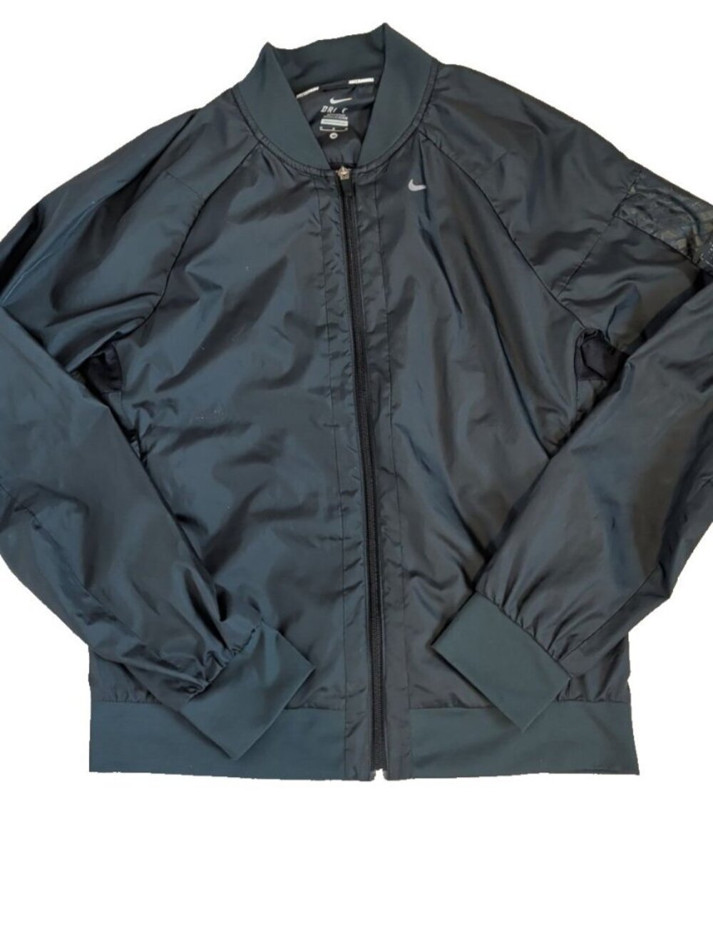 Nike Running Bomber Windbreaker Jacket Mens Black Sz Medium Drifit Outdoor